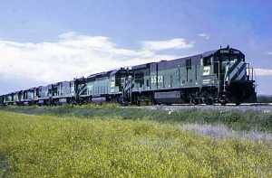 Burlington Northern train symbol 75 at Benteen, MT